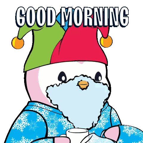 Penguin with Beard Holding Coffee