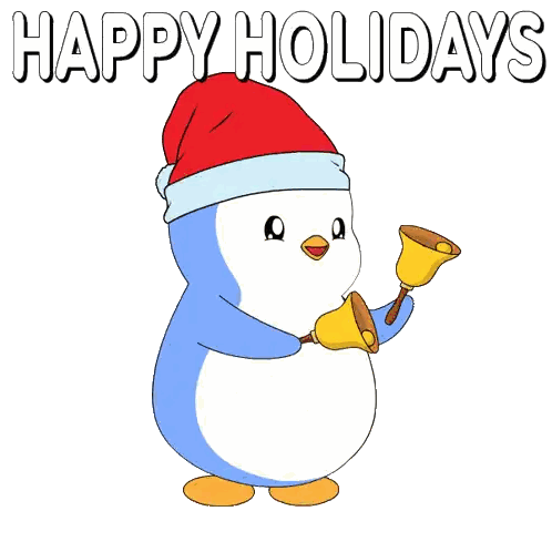 Penguin with Bells Happy Holidays