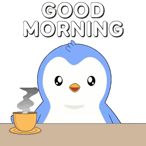 Penguin With Coffee Good Morning