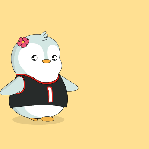 Penguin with Flower in Hair Wearing Number 1