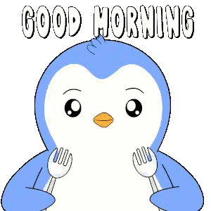Penguin With Fork and Knife Good Morning