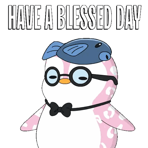 Penguin With Glasses and Bow Tie Wishing You a Blessed Day