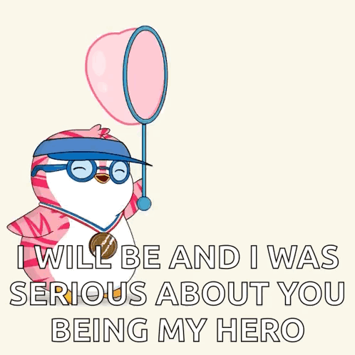 Penguin With Glasses and Headband Holding Badminton Racket Saying Yes