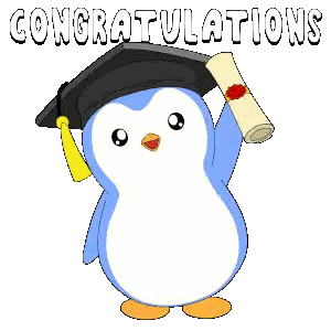 Penguin With Graduation Cap and Confetti