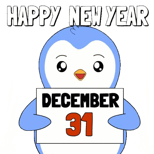 Penguin With Happy New Year Sign
