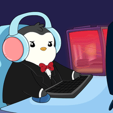 Penguin With Headphones and Bow Tie Typing