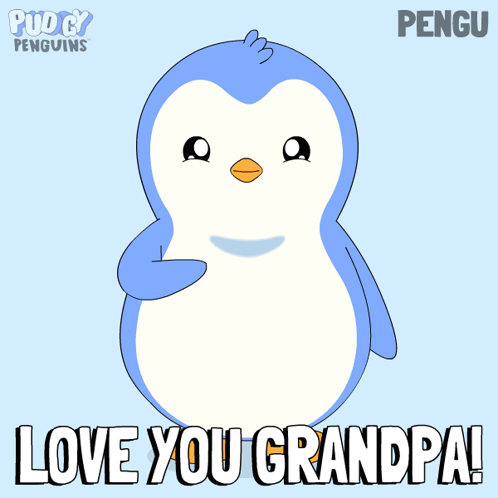 Penguin With Heart And Love You Grandpa GIF