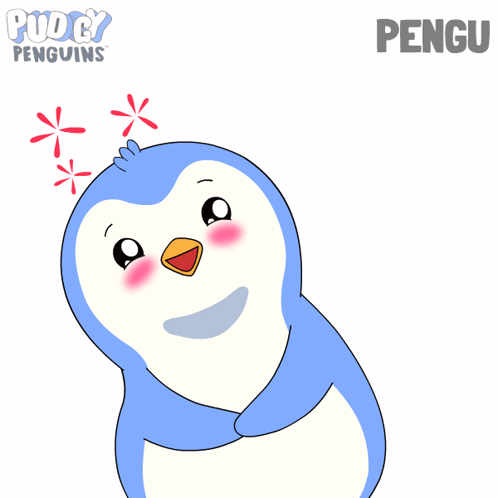 Penguin With Hearts From Head and Word Pengu