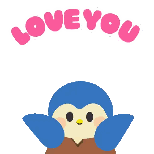 Penguin With Hearts Saying Love You