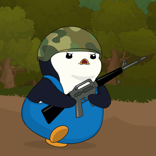 Penguin with Helmet and Assault Rifle