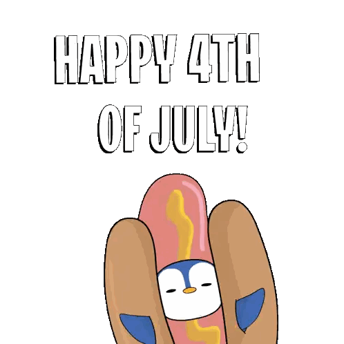 Penguin With Hot Dog And Happy 4th Of July
