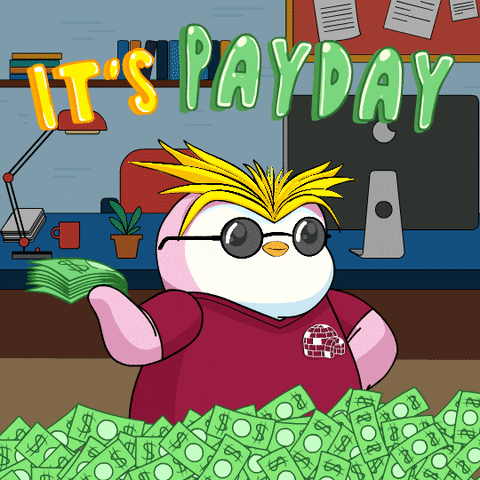 Penguin With It's Payday GIF