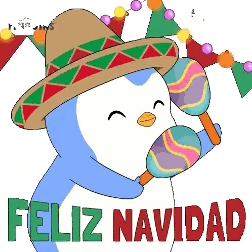 Penguin With Maracas Feliz Navidad