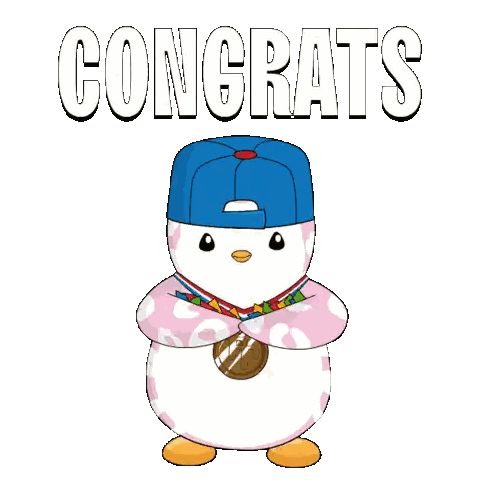 Penguin With Medal and Congratulations