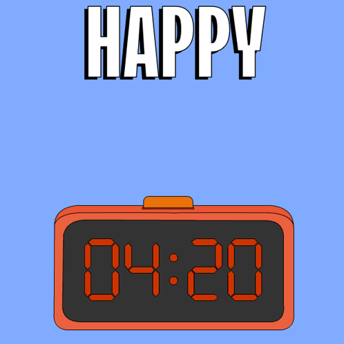 Penguin with Mohawk Behind Alarm Clock Saying Happy