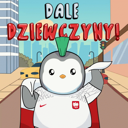Penguin With Mohawk Saying Dale Dziewczyny GIF