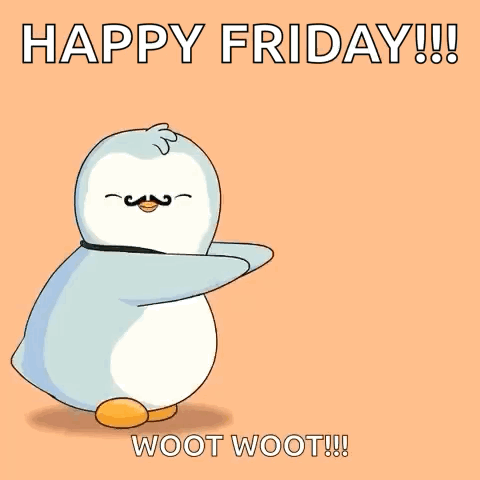 Penguin With Mustache Dancing Says Happy Friday GIF