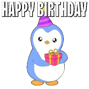 Penguin with Party Hat and Gift