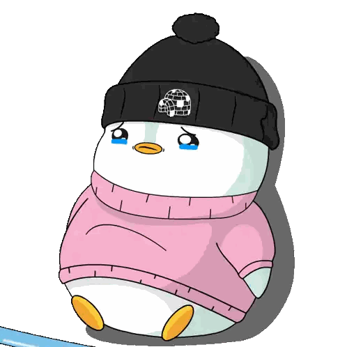 Penguin with Pink Sweater and Disco Ball Hat