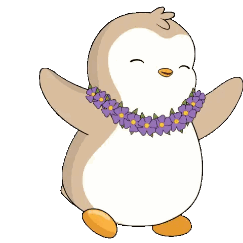 Penguin with Purple Flowers