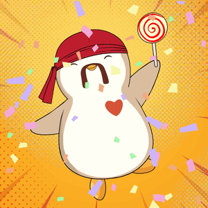 Penguin With Red Bandana Holding Lollipop GIF