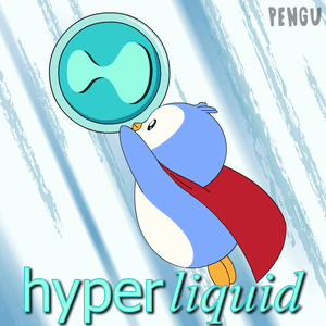 Penguin with Red Cape Holding Circle Hyper Liquid
