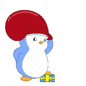 Penguin with Santa Hat and Presents