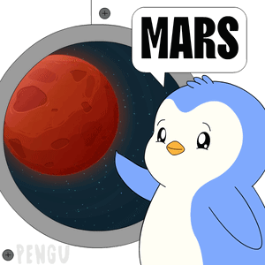 Penguin With Speech Bubble Saying Mars