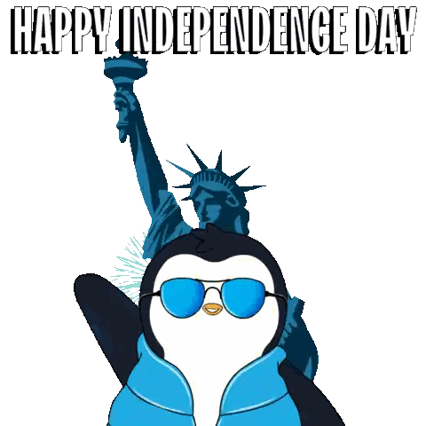 Penguin With Sunglasses In Front Of Statue Of Liberty