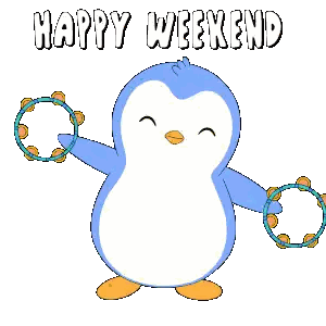 Penguin with Tambourines Happy Weekend
