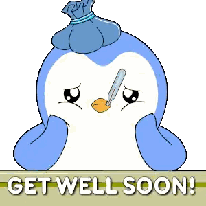 Penguin with Thermometer Get Well Soon
