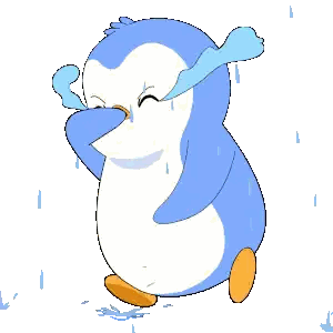 Penguin with Water Coming Out of Nose