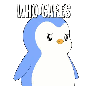 Penguin with Who Cares Text