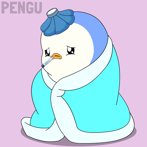 Penguin Wrapped in Blanket with Thermometer