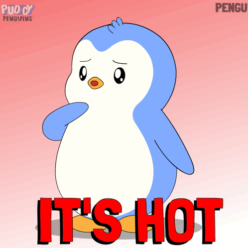 Penguin Wrapped in Blue Polka Dot Blanket Holding Coffee