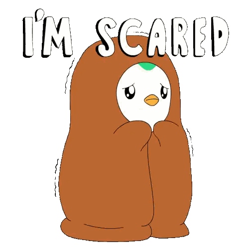 Penguin Wrapped in Brown Blanket Saying I'm Scared
