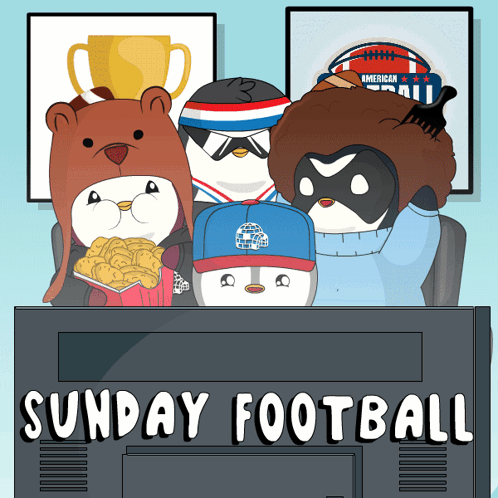 Penguins And Friends Football Sunday GIF