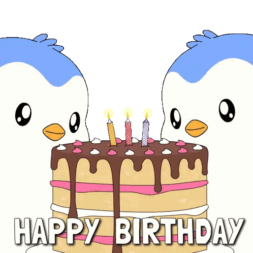 Penguins Blowing Out Birthday Candles