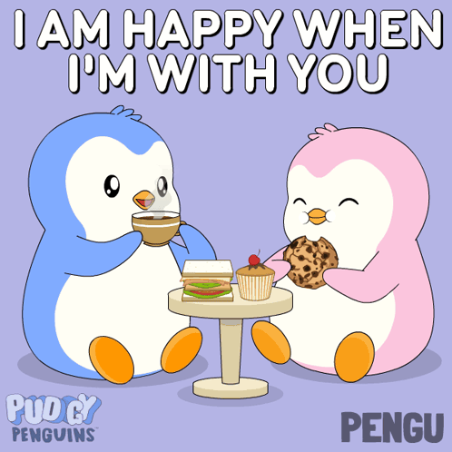 Penguins Eating Cookies Drinking Coffee