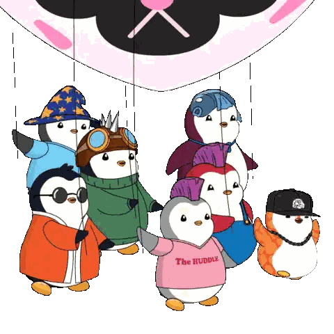 Penguins Hanging From Hot Air Balloon