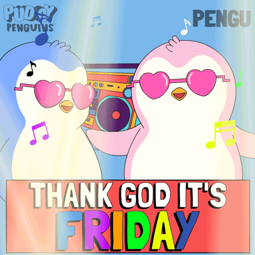 Penguins Heart Sunglasses Boombox Thank God It's Friday