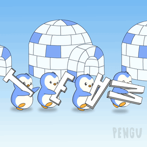 Penguins Holding Letters Spelling Pengu