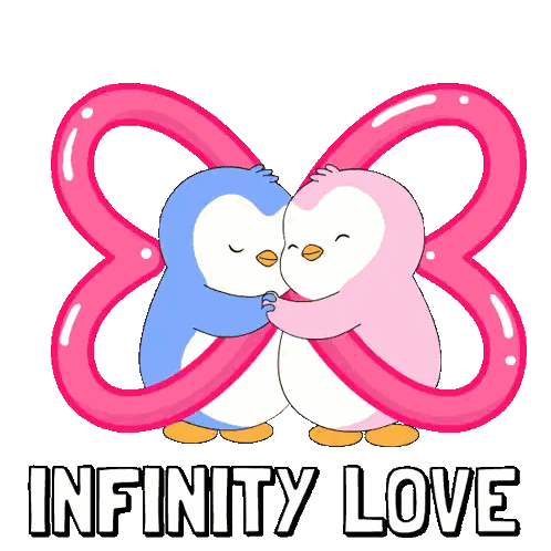 Penguins Hugging and Kissing Infinity Love