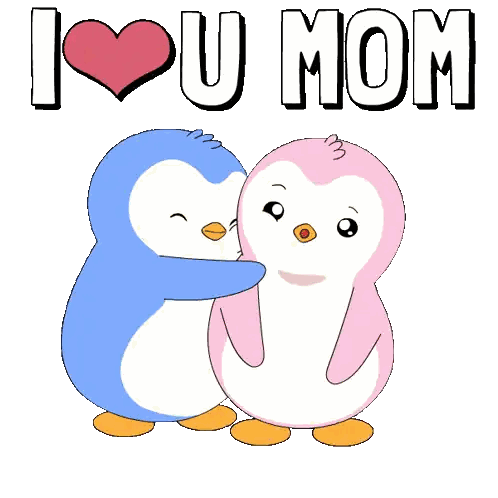 Penguins Hugging I Love U Mom