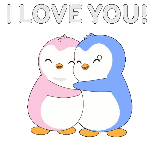 Penguins Hugging I Love You
