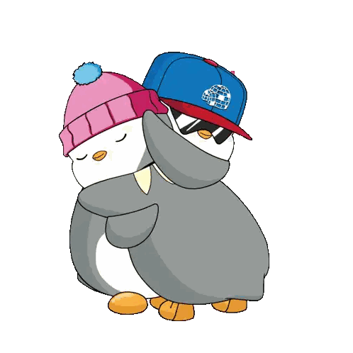 Penguins Hugging One With Globe Hat