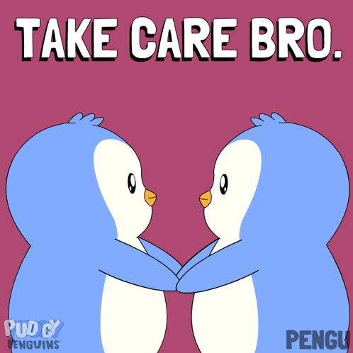 Penguins Hugging Take Care Bro