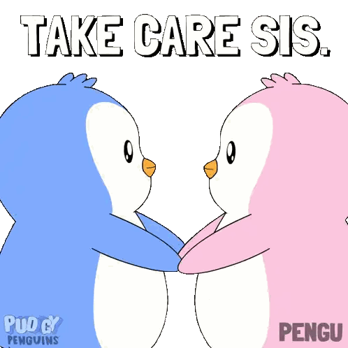Penguins Hugging Take Care Sis