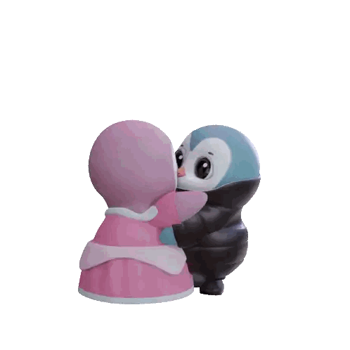 Penguins Hugging with Hearts