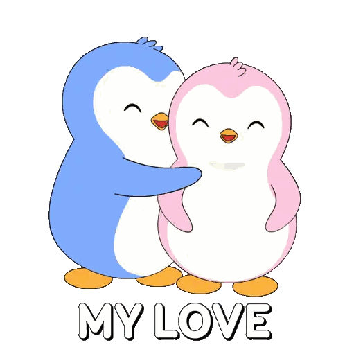 Penguins Hugging with My Love Text